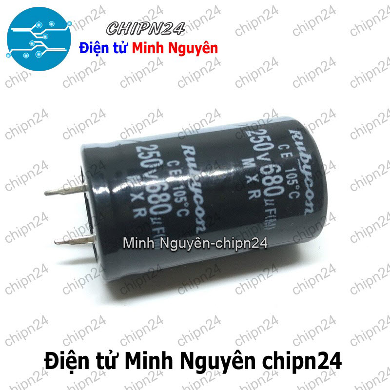 [1 con] (J13) Tụ hóa 680uF 250V Đen Rubycon (25x40mm) - HH006155