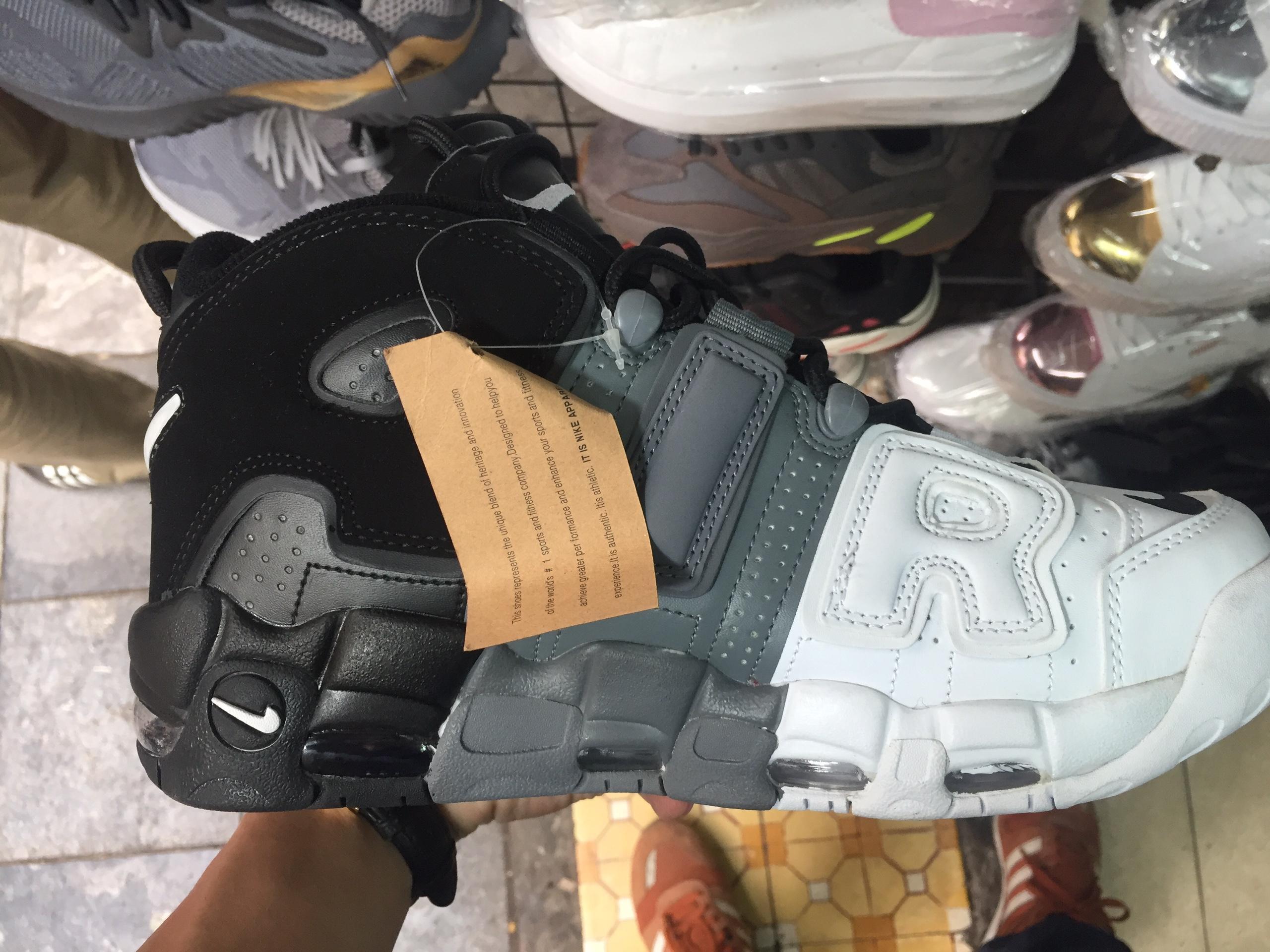 (Full box + Tặng móc khóa) Giày thể thao AIR UPTEMPO Đen Xám Trắng