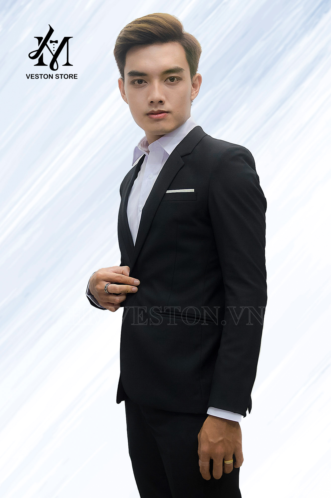 Áo Vest Nam ôm body màu đen poly mềm mịn
