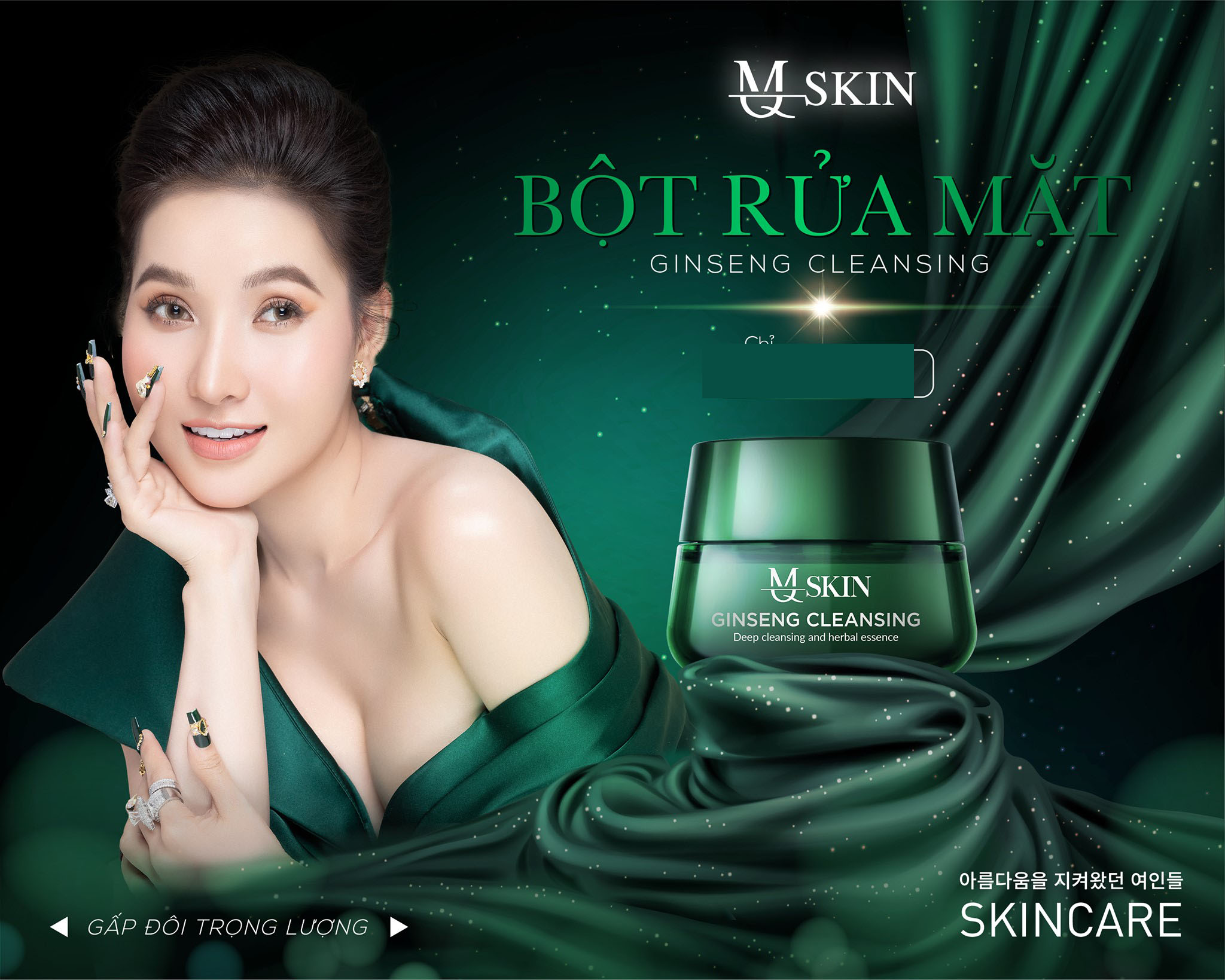 [HCM]Bột Sữa Rửa Mặt Nhân Sâm MQSkin (100ML Mẫu Mới)