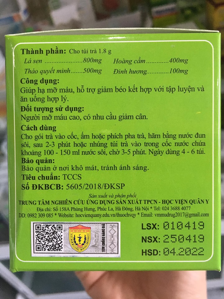 TRÀ GIẢM CÂN SLIMUTEA HỌC VIỆN QUÂN Y