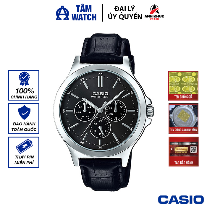 Đồng hồ nam dây da Casio Standard chính hãng Anh Khuê MTP-V300L-1AUDF (41mm)