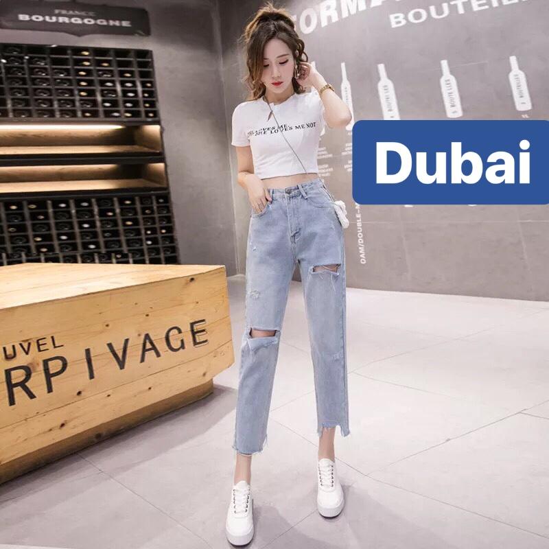 QUẦN JEAN BAGGY NỮ CHẤT BÒ RÁCH ĐÙI SONGHYKOE HÀN QUỐC LƯNG CAO NÂNG MÔNG CAO CẤP DB-01 - DUBAI FASHION
