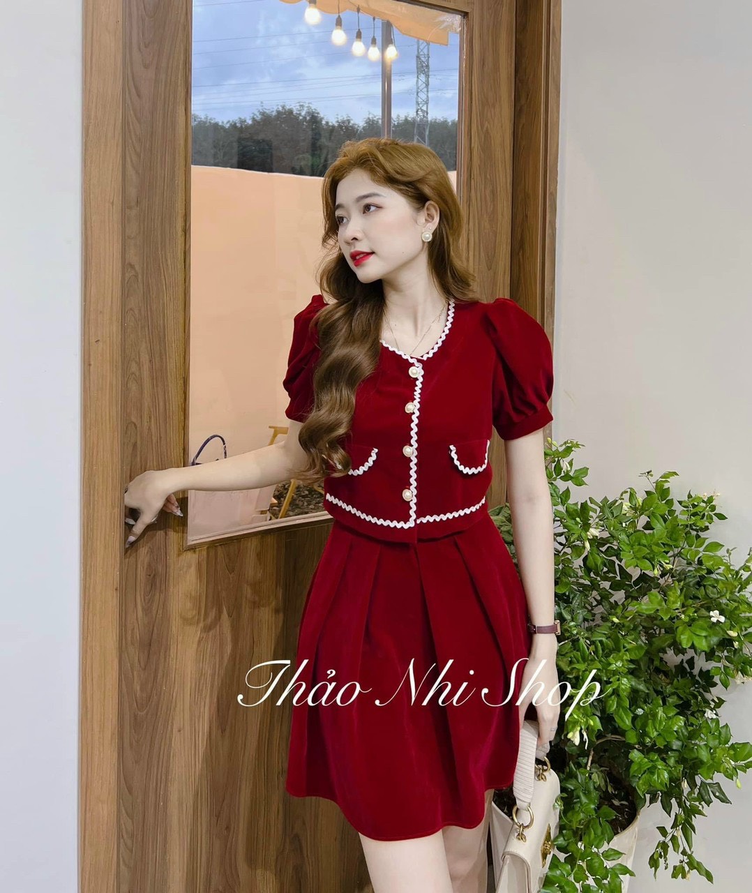Sét bộ váy chất nhung dạ hàng nhập qccc.