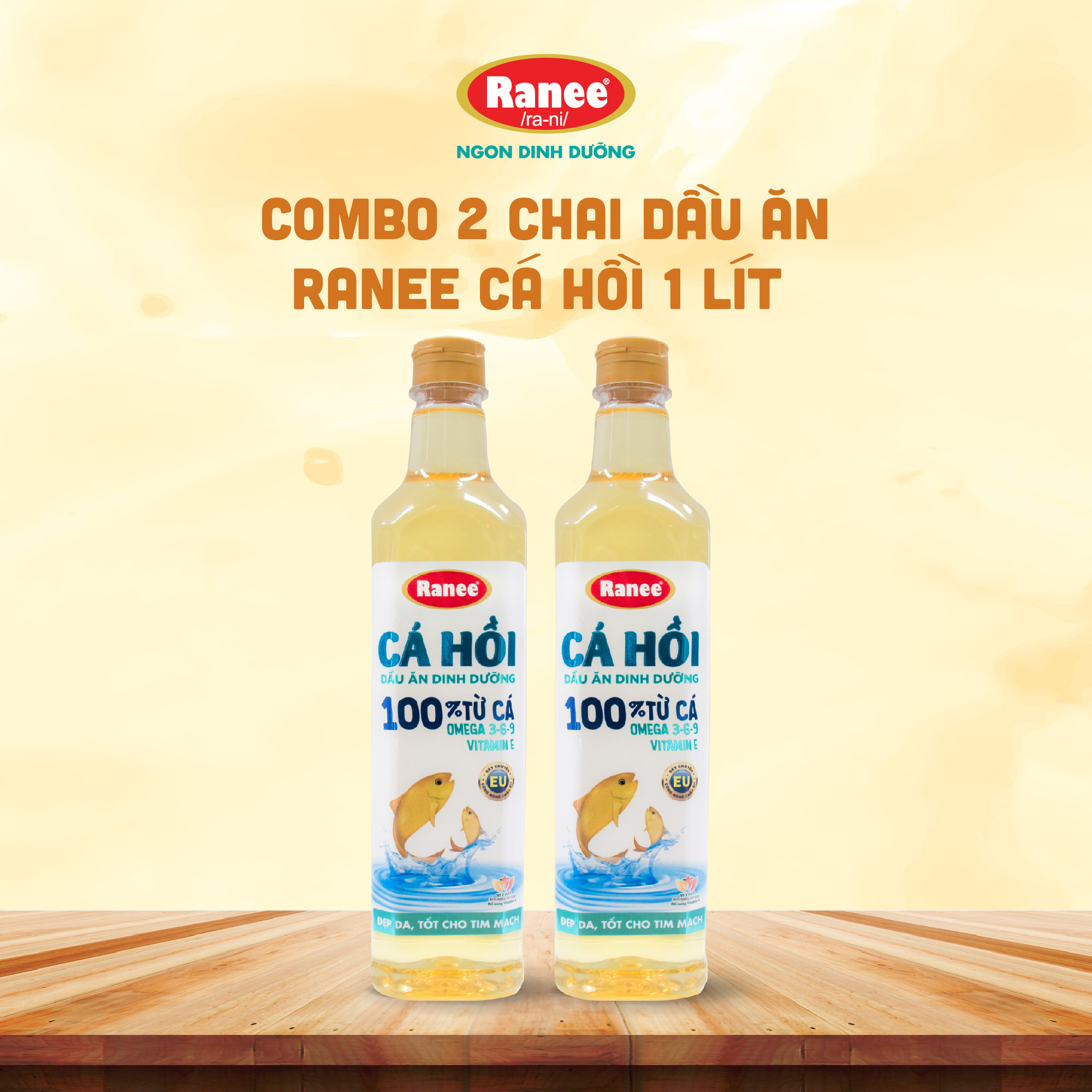 Dầu ăn dinh dưỡng Ranee CÁ HỒI 2 lít (hoặc 2 chai 1 lít)