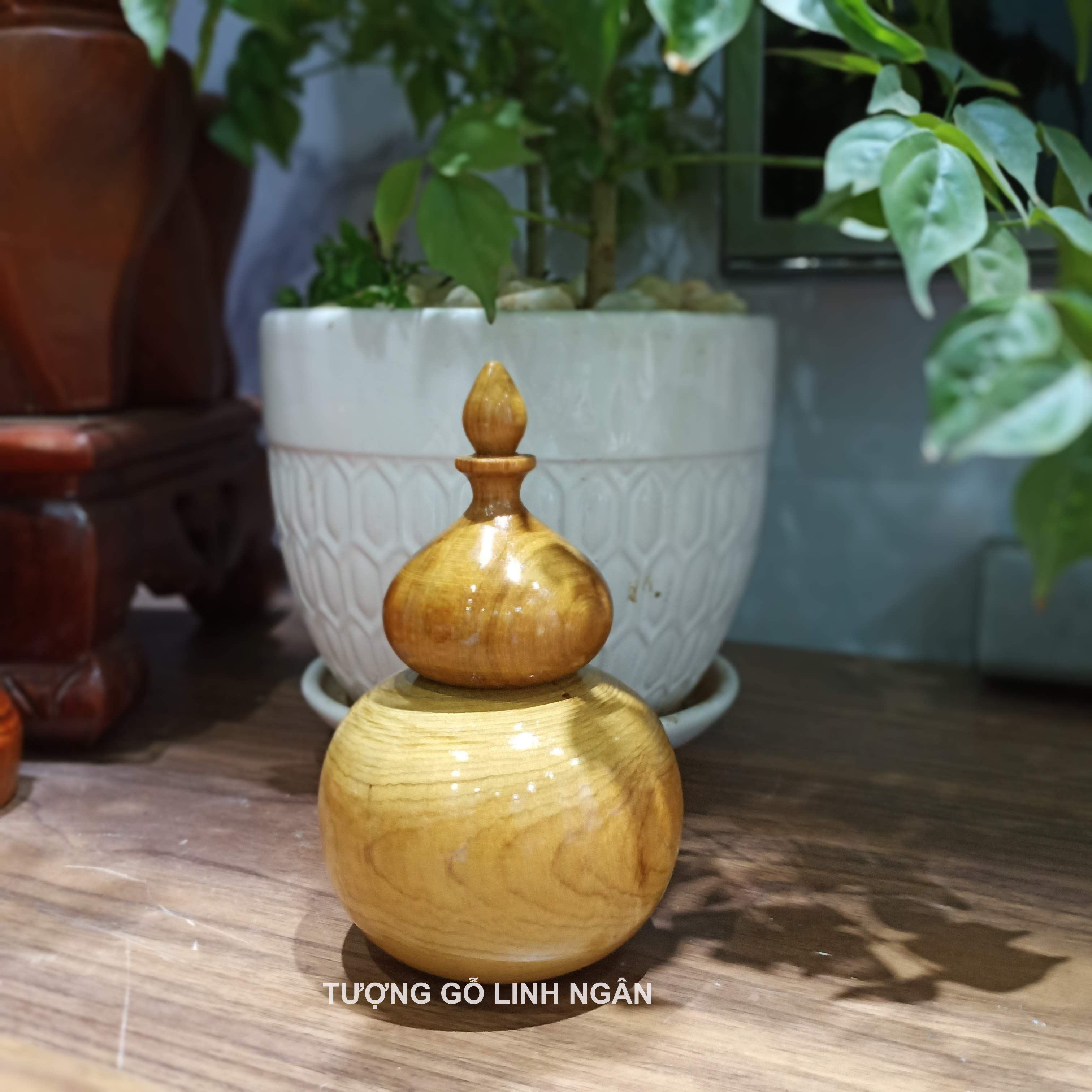 Lọ đựng tăm hồ lô gỗ bách xanh