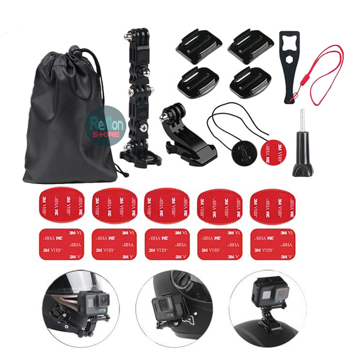 Motorcycle Helmet full face Mount Swivel for Insta360 GoPro Hero 12 11 10 9 8 7 6 5 4 Osmo Sony Action Camera