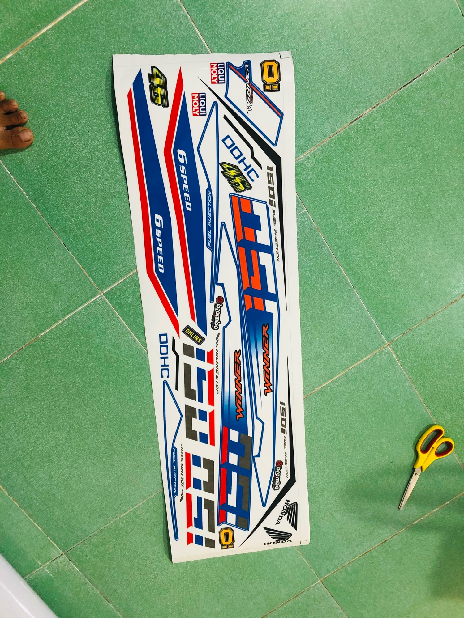 Tem rời honda winner 150 trắng xanh
