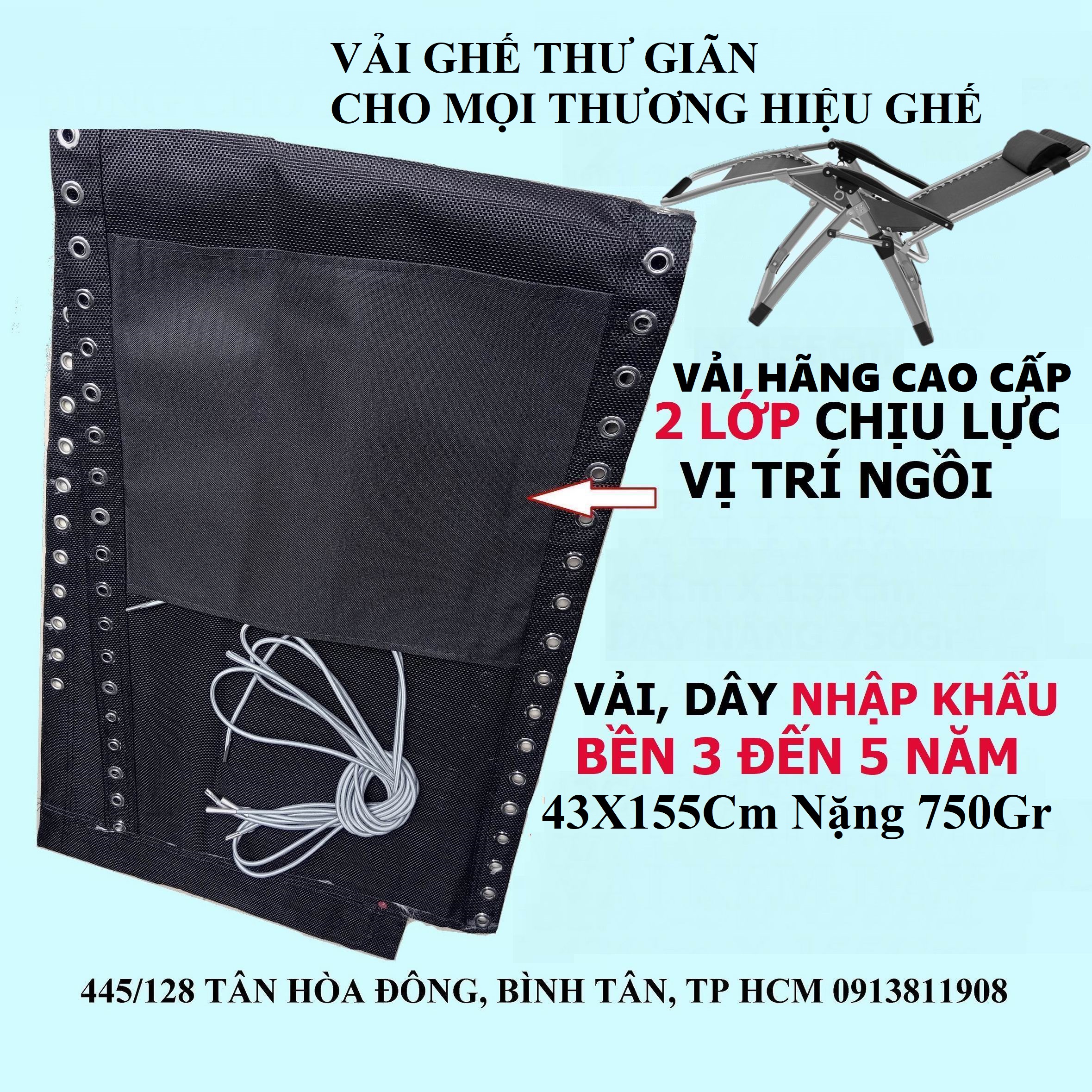 Vải ghế thư giãn KÈM DÂY