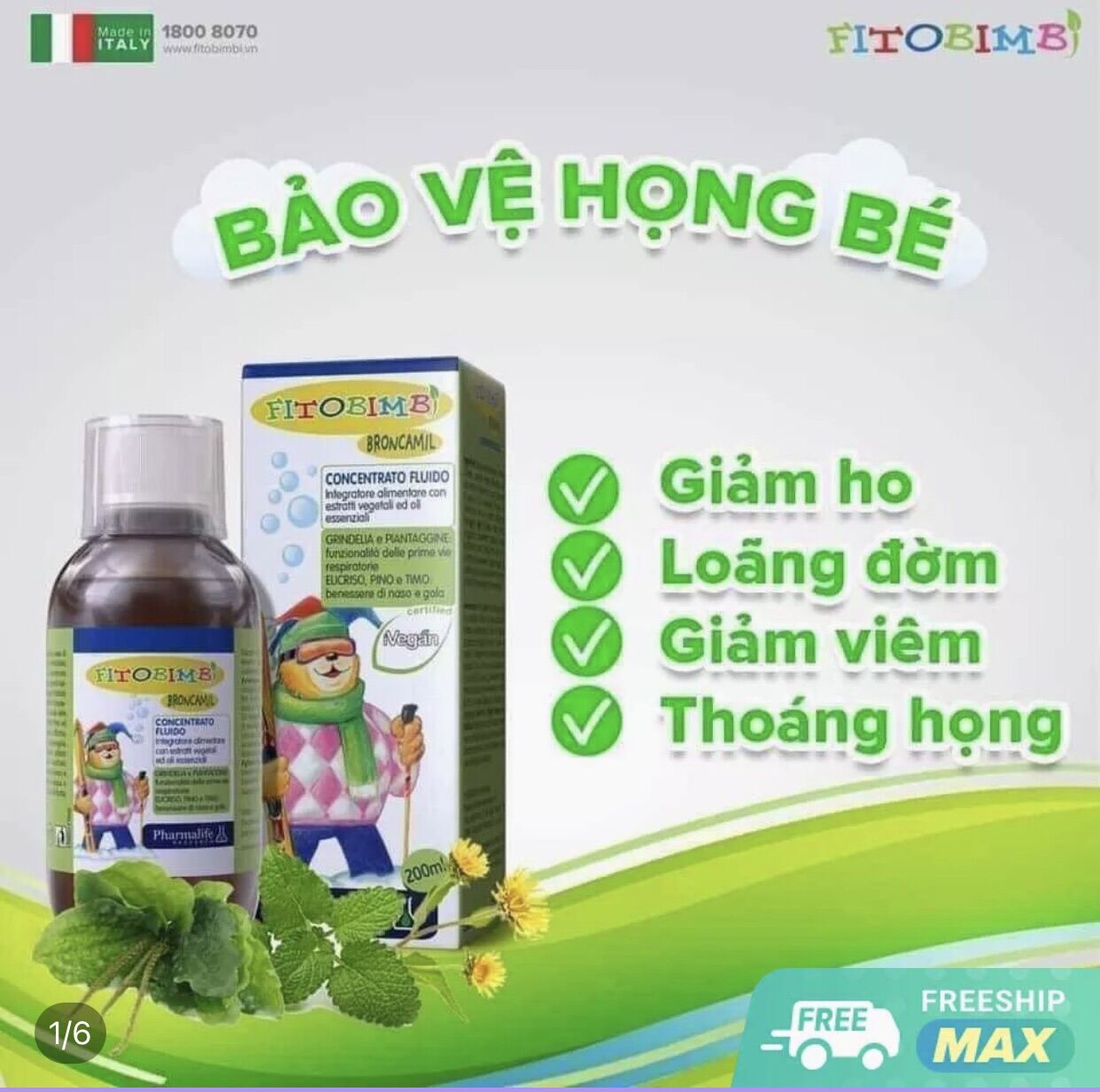Siro ho BROCAMIL giúp giảm viêm họng, ngứa họng, ho cho bé