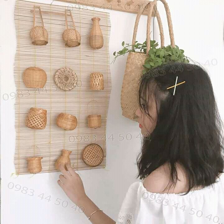 Dĩ phiên mây tre đan 12 món trang trí