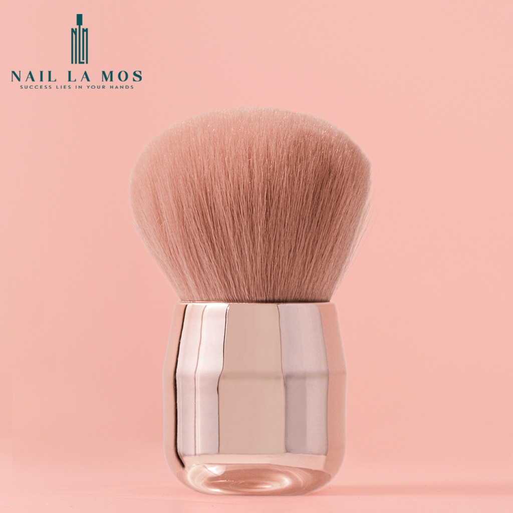 Chổi phủi bụi nail cán ngắn lông hồng – cọ phủi bụi nail chuyên dụng lông dày mềm mượt