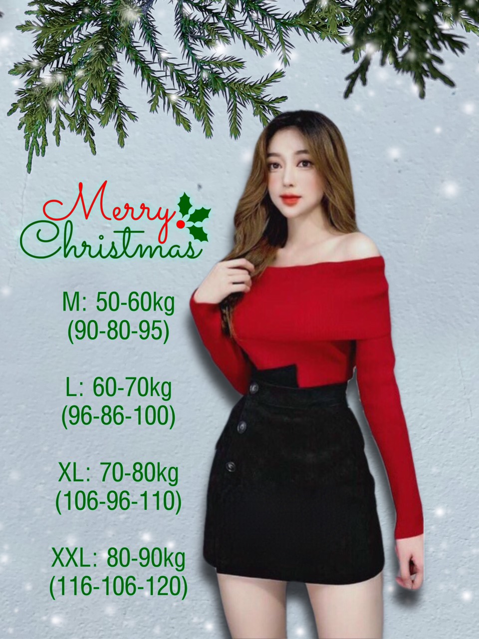 [Shop  Bigsize NỮ 50KG ĐẾN 90KG ] Set áo bẹt vai tay dài + Quần váy đắp chéo với nhiều màu sắc để nàng lựa chọn mặc Tết, đi chơi