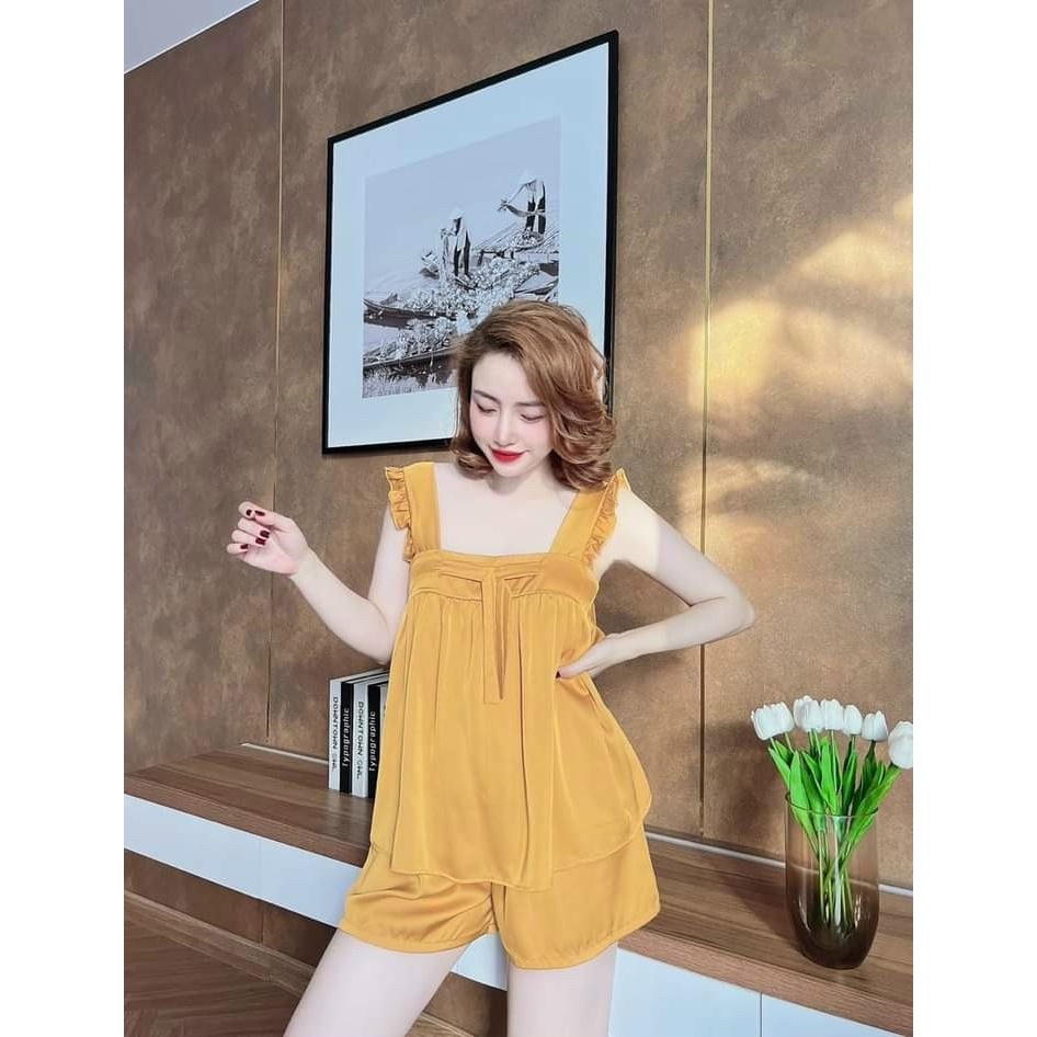 đồ bộ 2 dây nữ vải lụa satin freesize 54kg - CN100