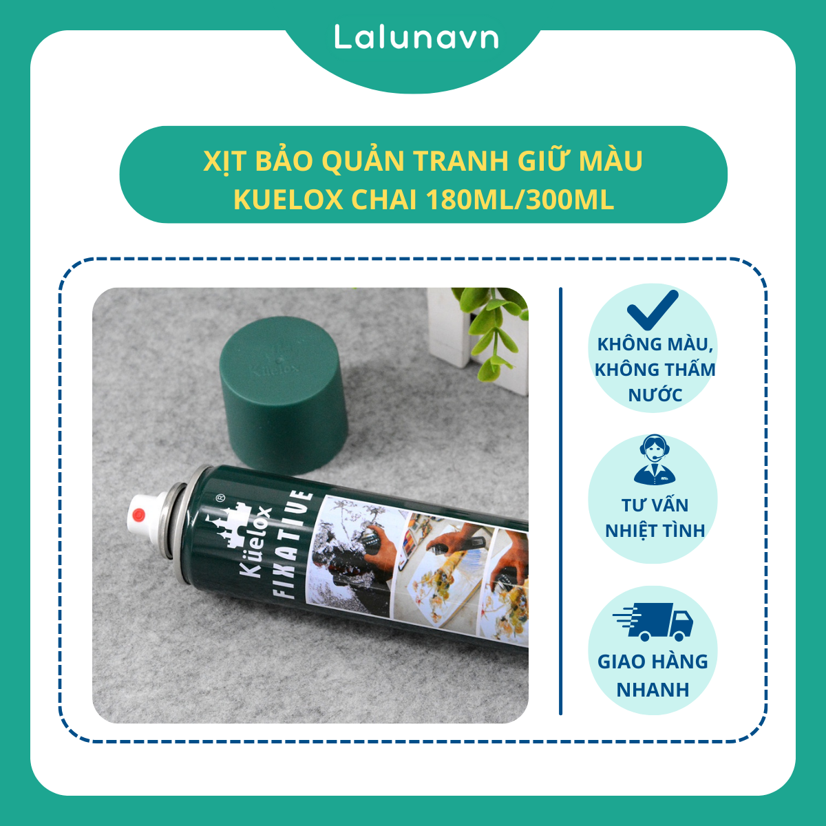Bình xịt bảo vệ bảo quản tranh acrylic 180-300ml KUELOX Lalunavn -A37