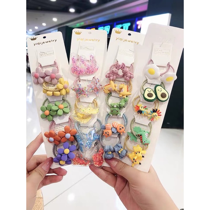 [HCM]Set 5 Dây Cột Tóc Xinh Xắn Cho Bé Gái