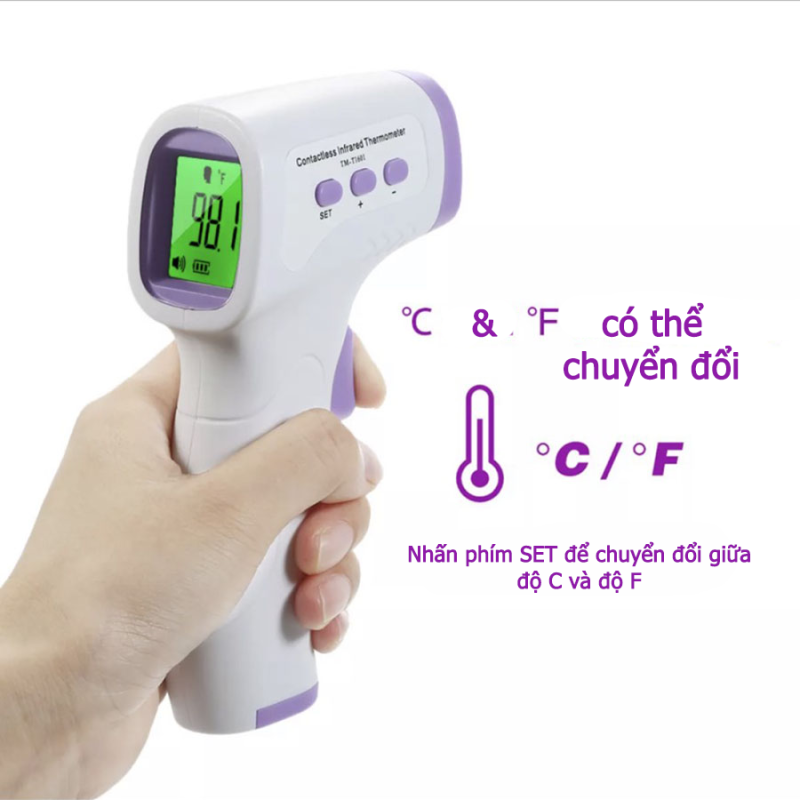 Nhiệt kế hồng ngoại đo nhiệt độ cơ thể cho kết quả nhanh chóng - tặng kèm pin AAA, bảo hành 12 tháng - KU0013 cao cấp