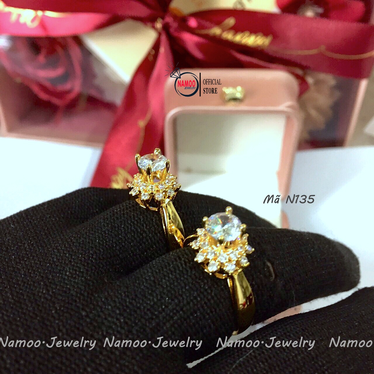 Nhẫn Nữ Hoa Đính Đá Nhỏ Đẹp N135 Đủ Size