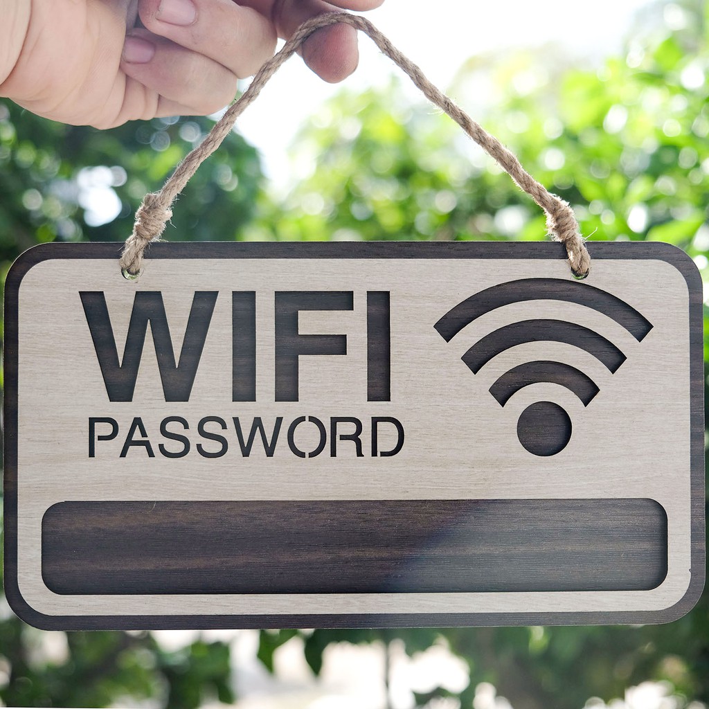 Bảng gỗ trang trí wifi password treo tường