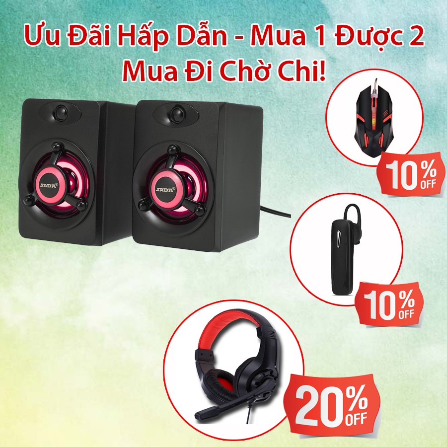 {HOT} Đôi Loa Máy Vi Tính Đèn Led SADA V-118