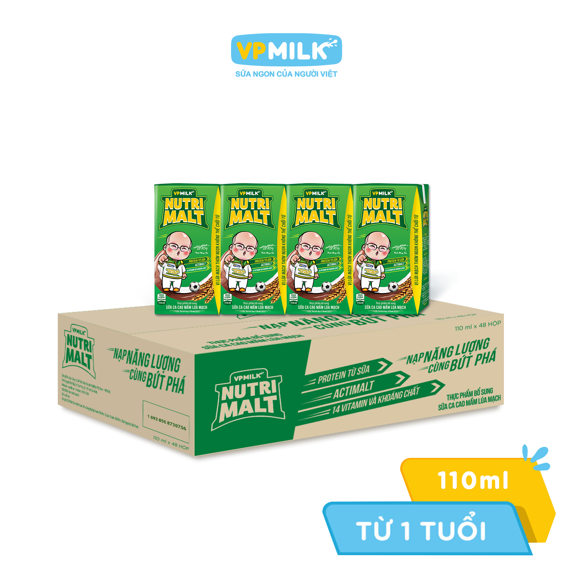 [Box of 48 Boxes of 110ml] Nutrimalt Black Barley Sprout Cocoa Milk for Babies from 1 Year Old