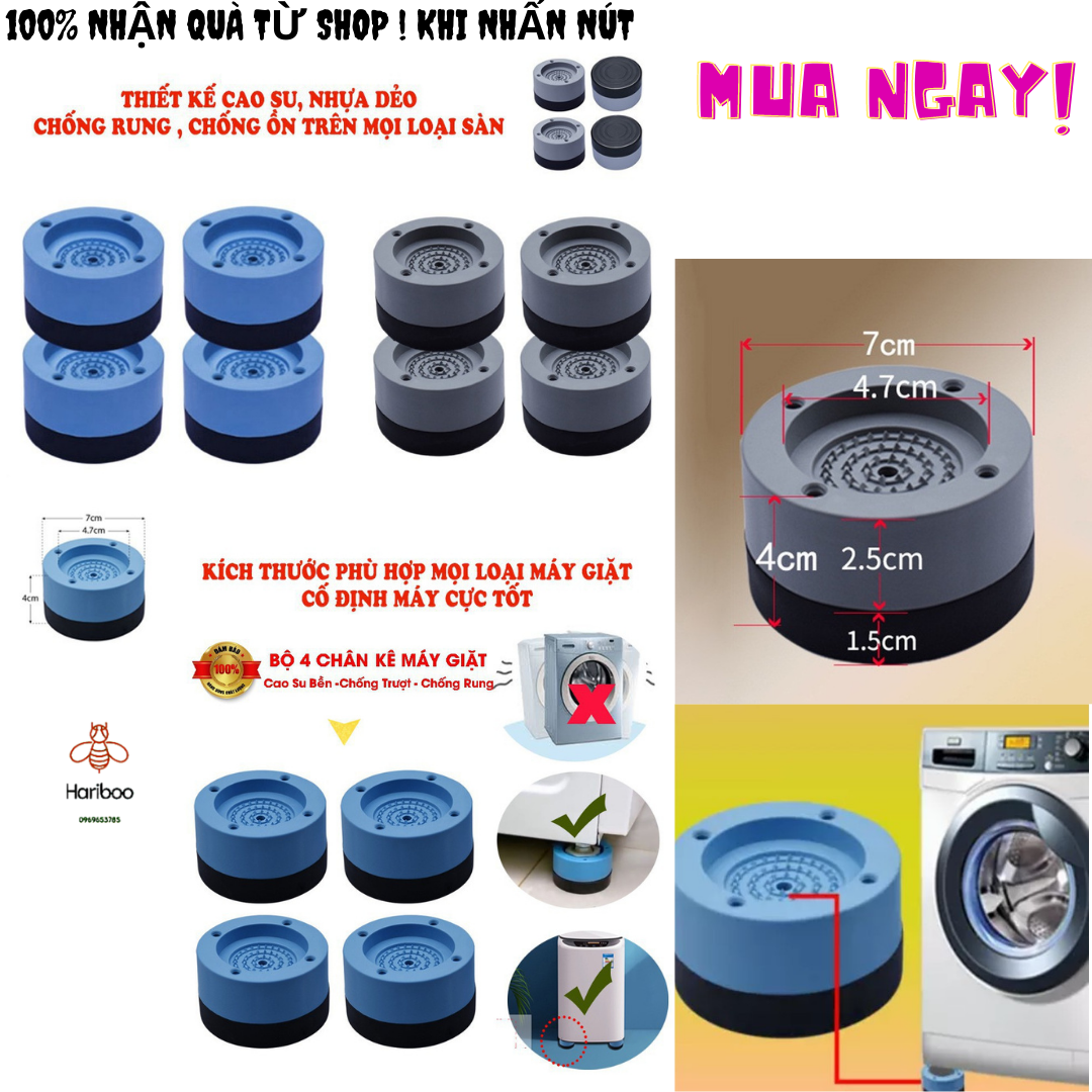 Combo 4 Chân Đế Chống Rung Lắc Dành Cho Mọi Loại Máy Giặt, Đệm Chống Rung Máy Giặt Giảm Rung Lắc Tăng Tuổi Thọ