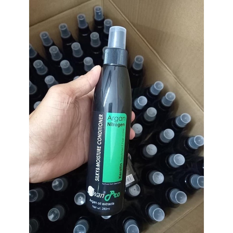 Xịt dưỡng tóc swan xanh đen argan siêu mươt phục hồi tóc 280ml