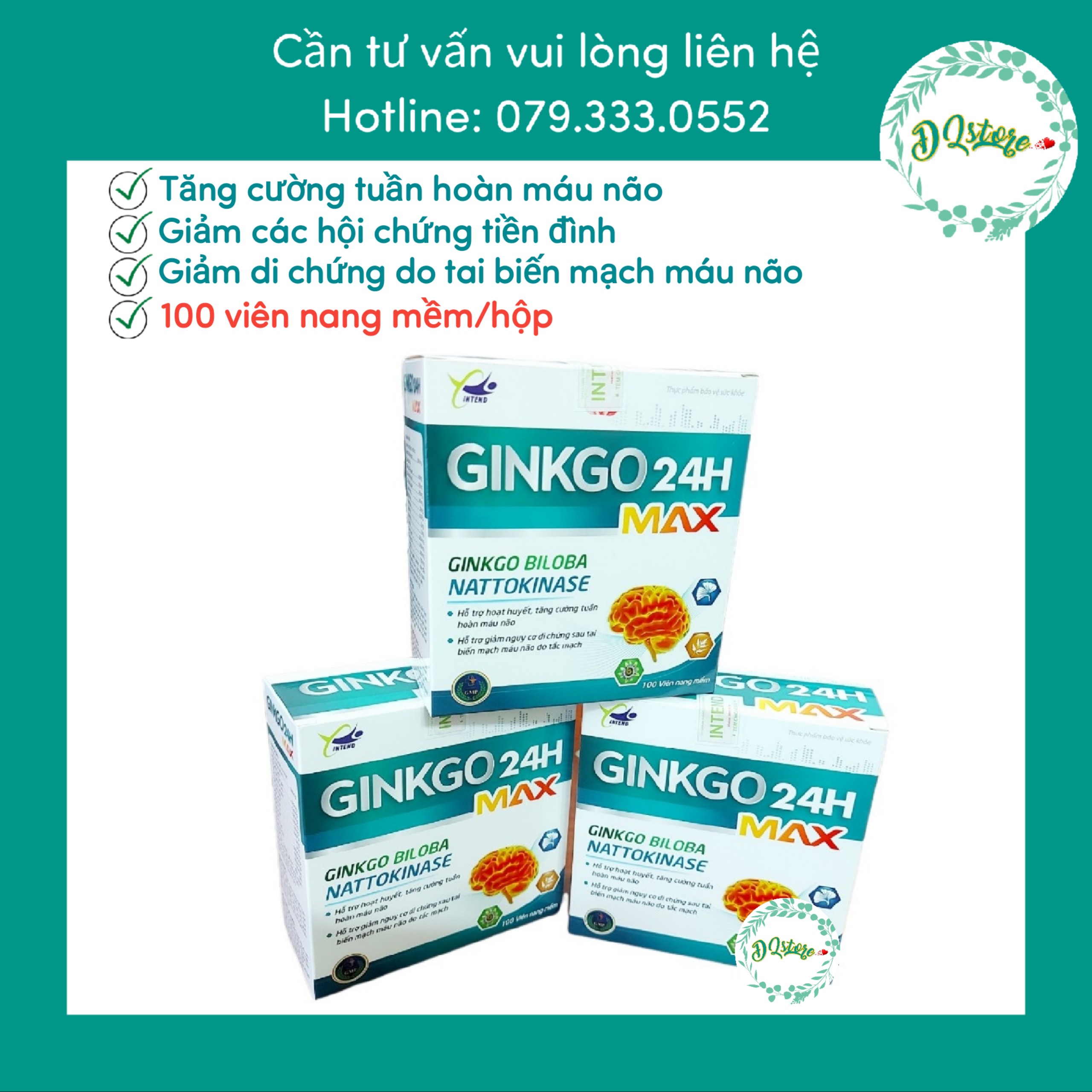 Ginkgo 24h max hoạt huyết dưỡng não - hộp 100 viên
