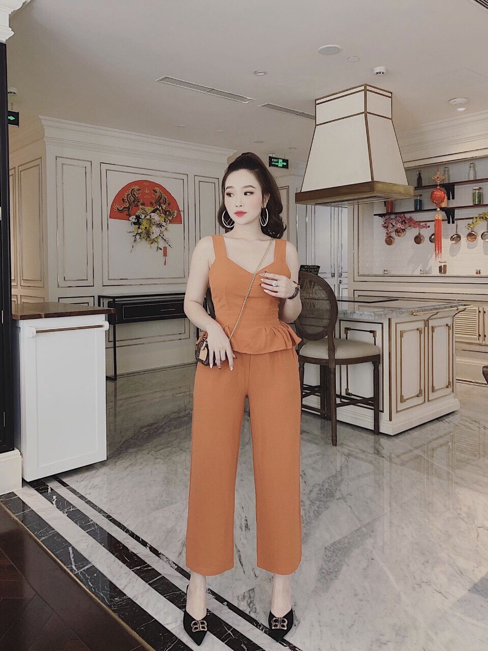 [HCM]Set kiểu ôm eo quần ống suông