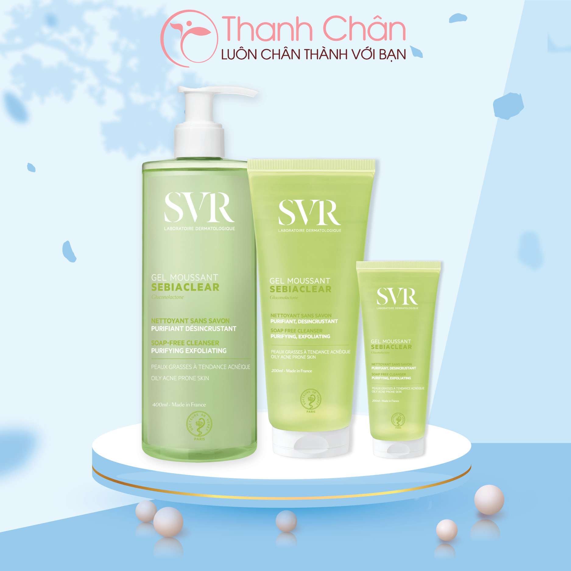 Gel rửa mặt svr sebiaclear gel moussant