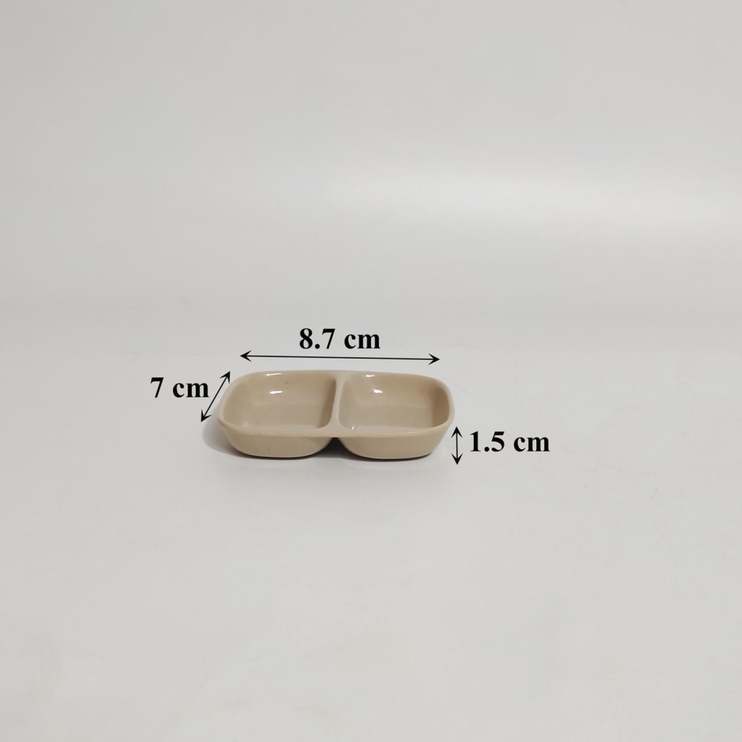 Đĩa đựng gia vị, nước chấm 2 ngăn melamine FATACO