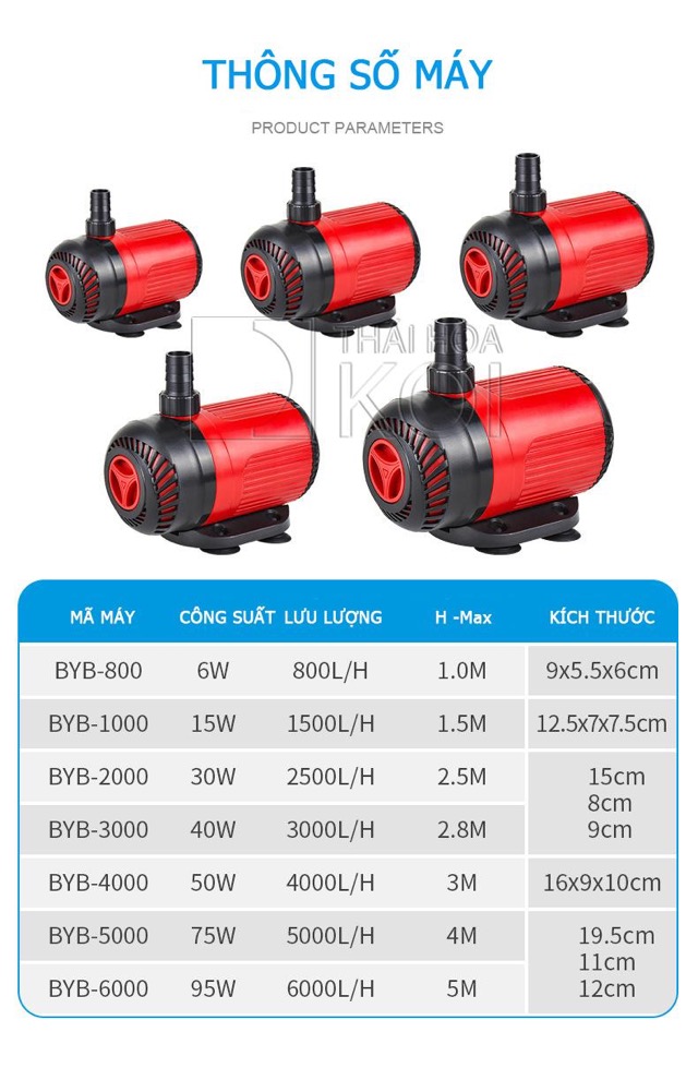 Máy Bơm Bể Cá Baoyu BYB-800-1000-2000-3000-4000-5000-6000 (Siêu êm, tiết kiệm điện)
