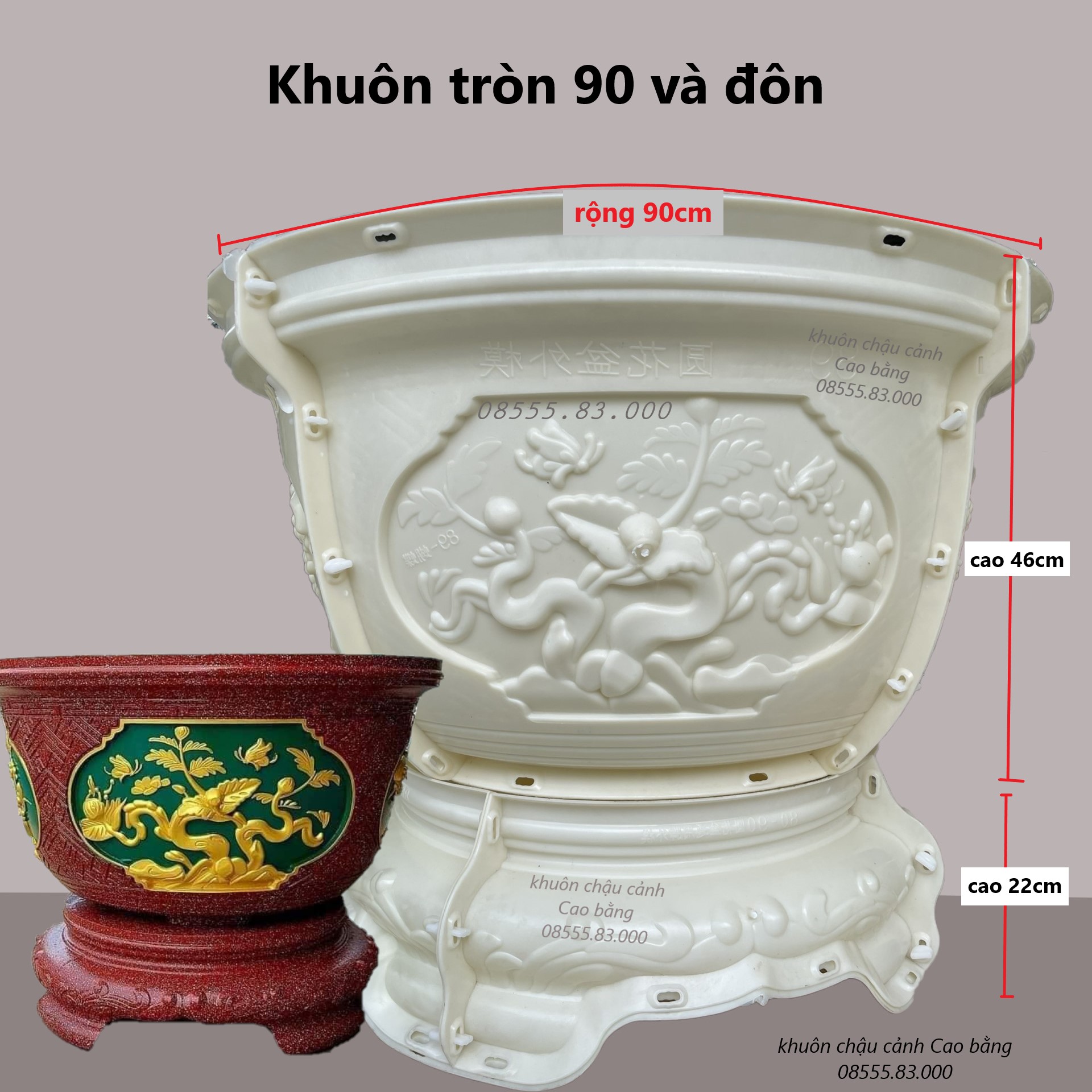 Khuôn đúc chậu cảnh tròn 90 và chân đôn ( khuôn ABS có lòng trong)