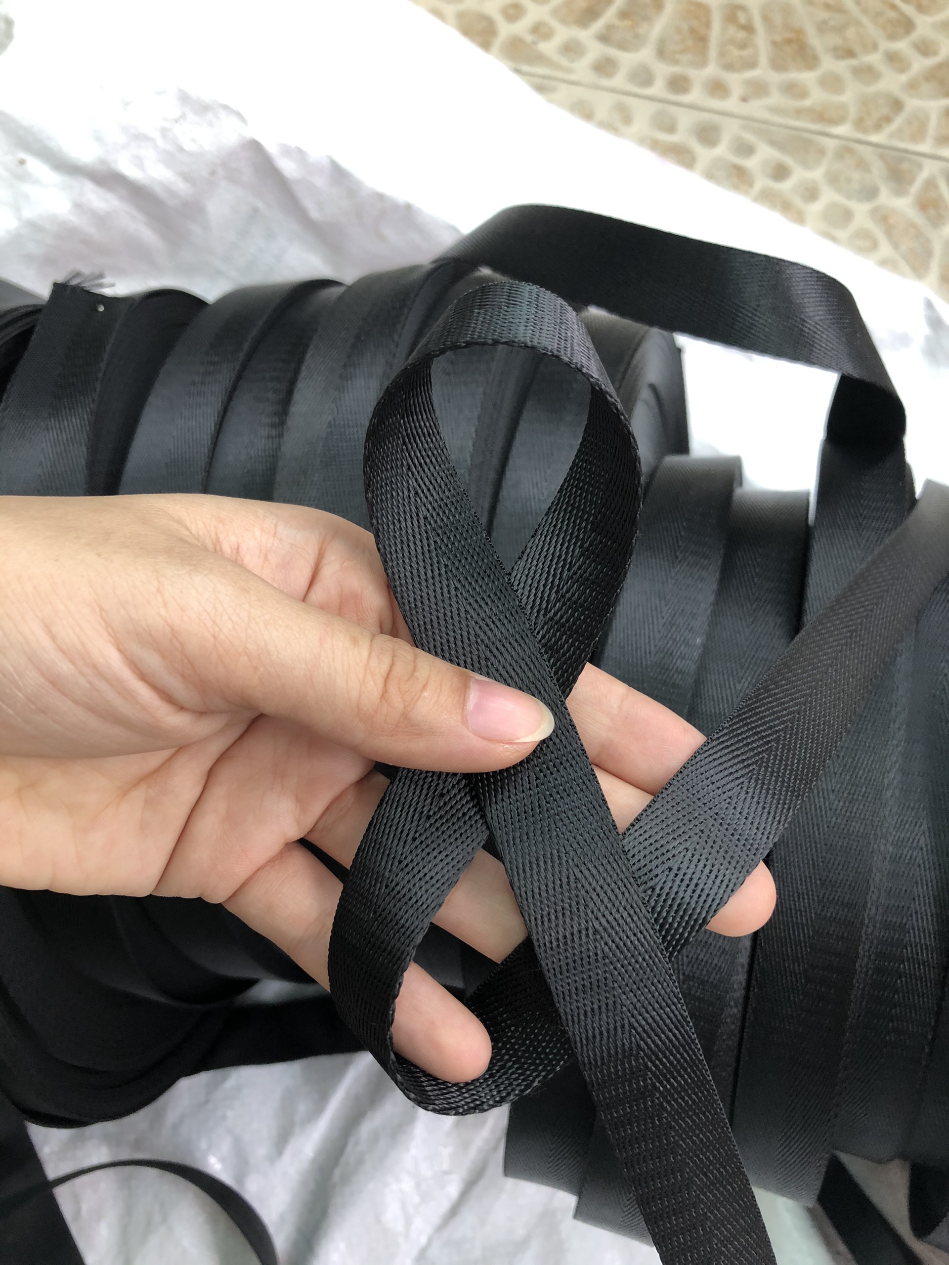 Black Straps of Various Sizes for Making Bags