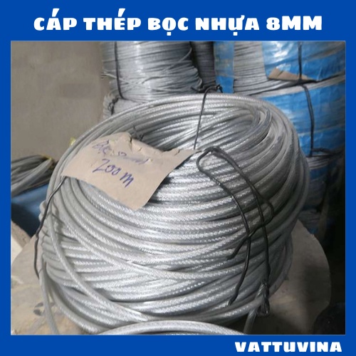 Cáp thép bọc nhựa 8mm (8ly), cáp bọc nhựa Phi 8mm