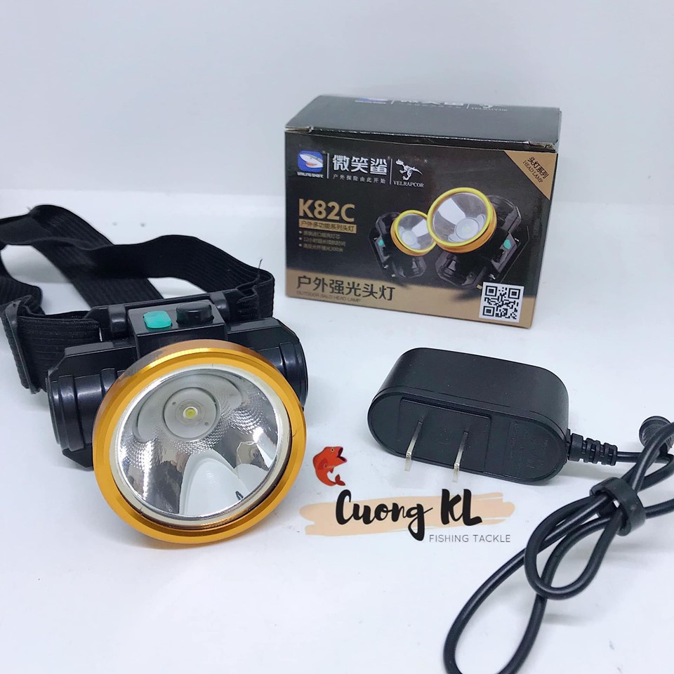 Đèn led đeo đầu sạc điện viền vàng