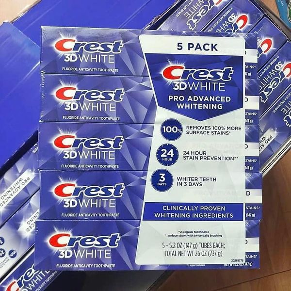 ( MẪU MỚI) KEM ĐÁNH RĂNG CREST 3D WHITE ADVANCED của Mỹ 147Gr