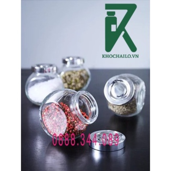 Hũ thuỷ tinh nghiêng nắp bạc 50ml