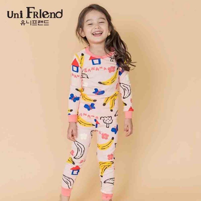 Nơi bán Đồ bộ mặc nhà bé gái Unifriend thun dài hoạ tiết dễ thương U8FWTD13