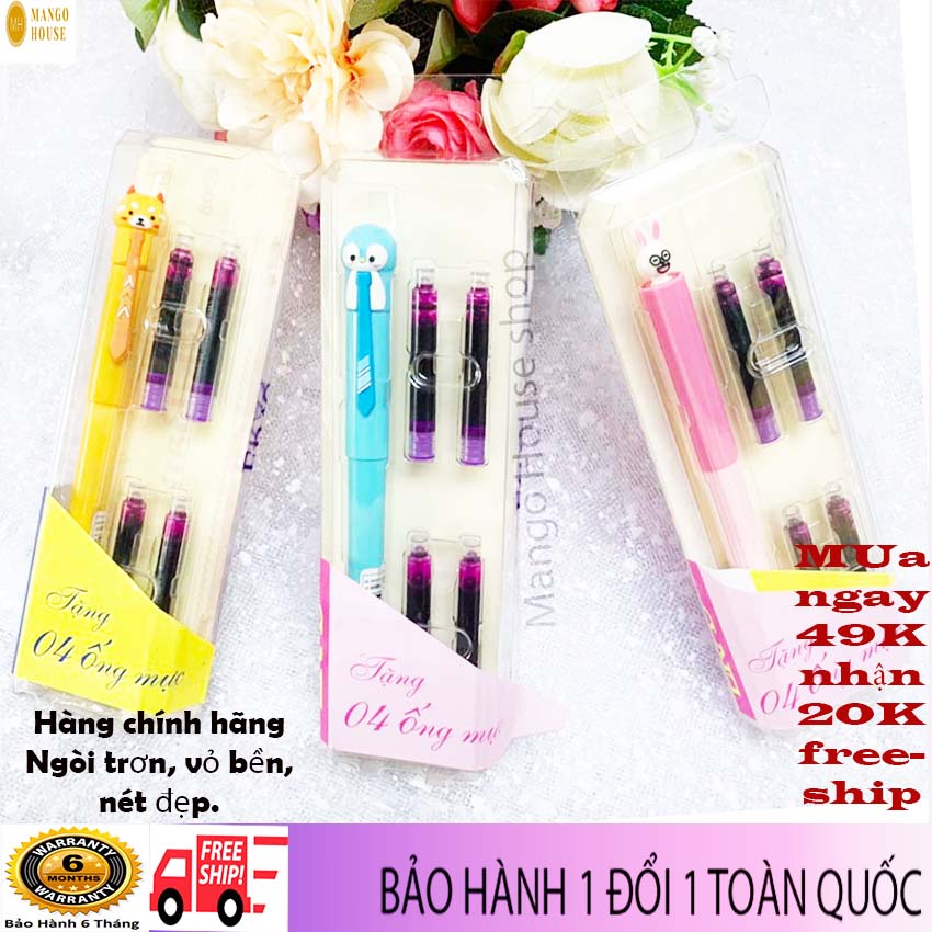 Bút máy ChiBan Nhật Bản ngòi trơn siêu bền- Chính hãng ERAS, ngòi siêu trơn, thiết kế dễ thương, tay cầm định vị. Đầu ngòi siêu bền, bút viết nét thanh nét đậm nhẹ- Tặng 4 ống mực- Mango House- Bút máy, viết máy, viết máy Nhật