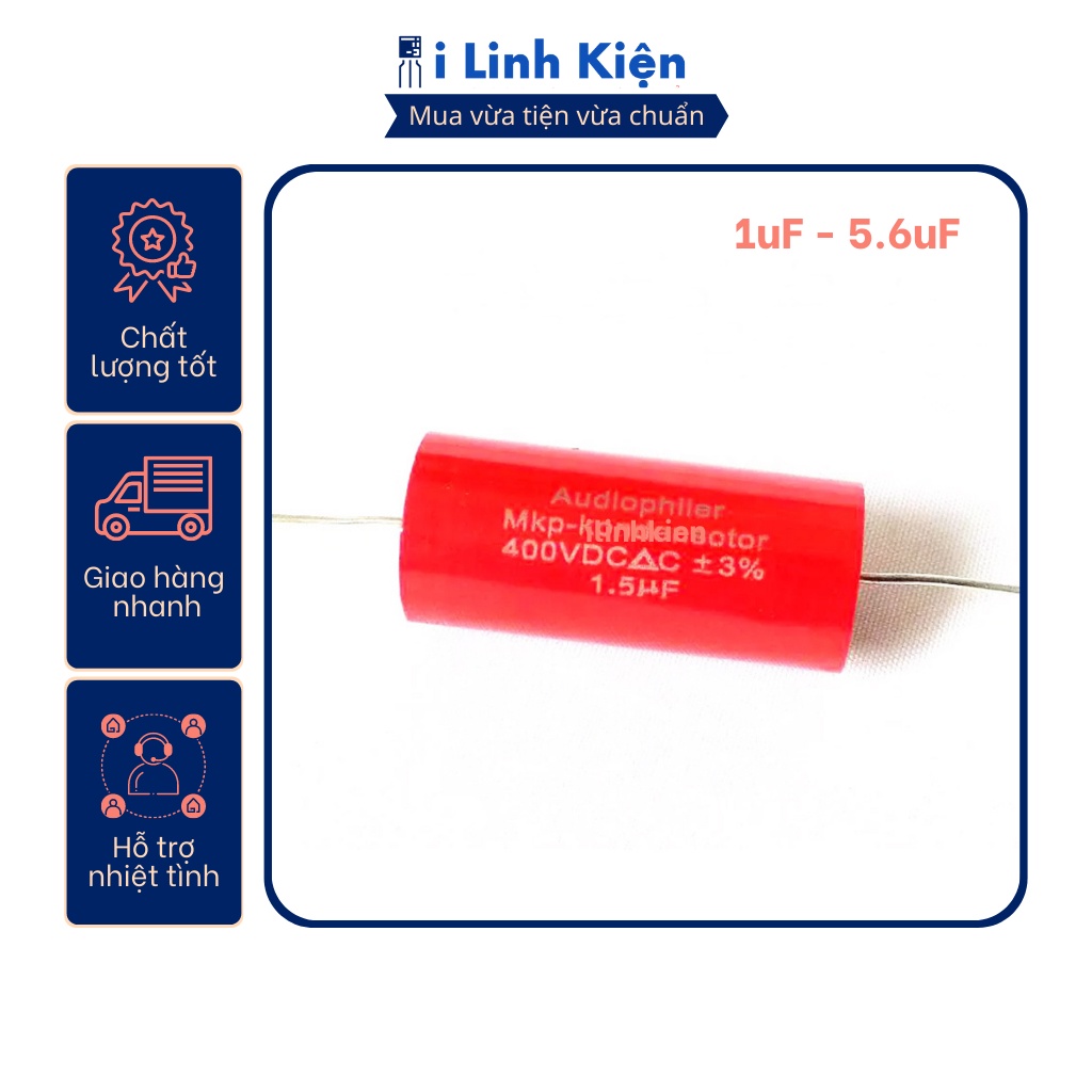 Tụ audio, audiophiler màu đỏ 250v 1uf - 5.6uf chất lượng tốt