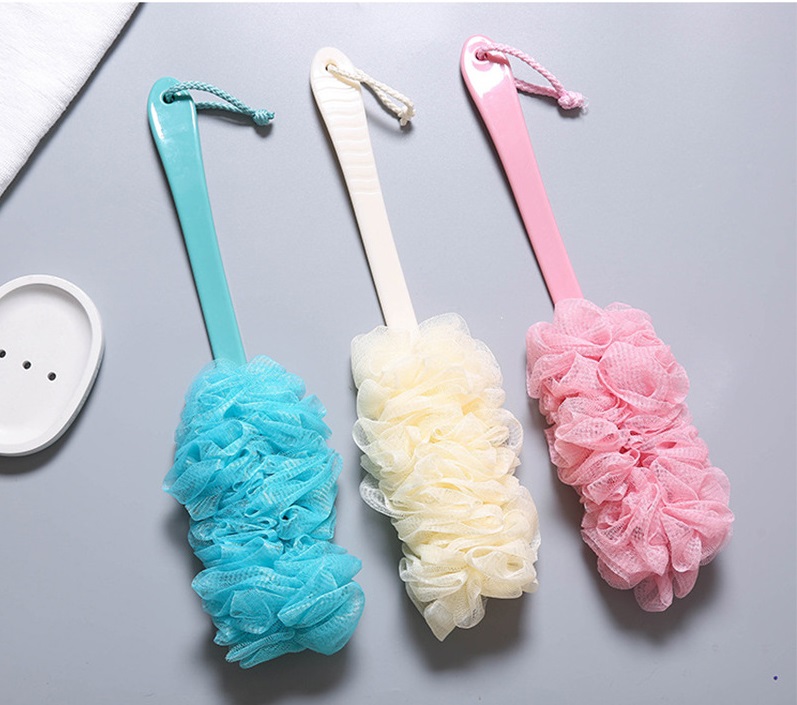 [HCM]Bông tắm tạo bọt mịn khi tắm có cây chà lưng dài bông tắm kèm cây dày chà lưng- có dây treo tiện dụng