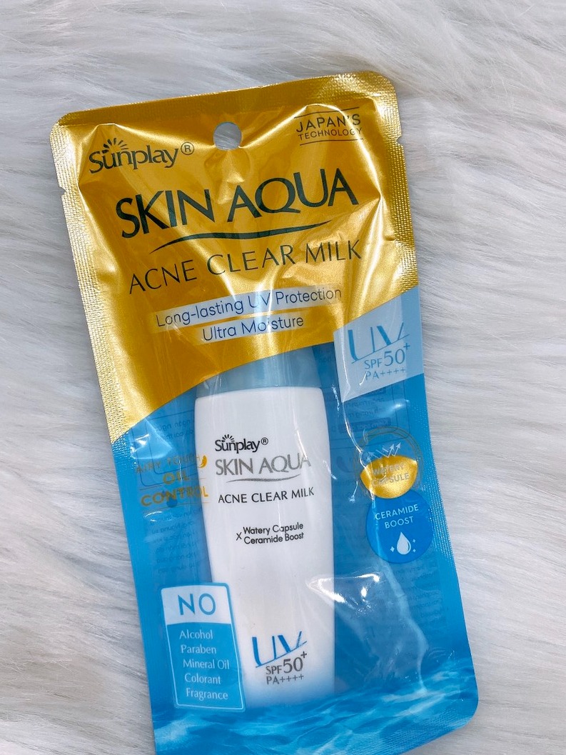 [HCM]Sữa chống nắng dưỡng da ngừa mụn Sunplay Skin Aqua Acne Clear Milk SPF50+ PA++++ 25gr