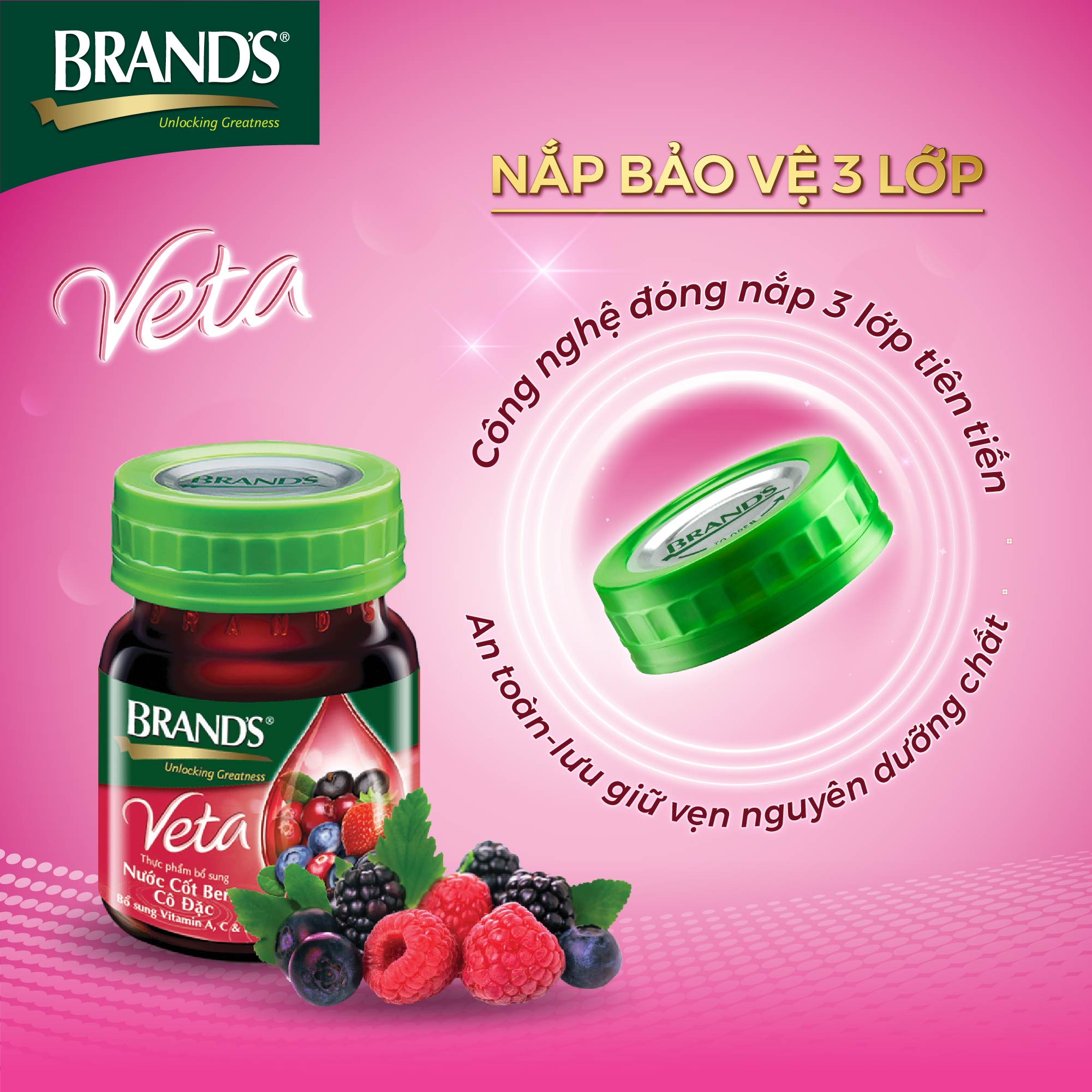 Combo 4 Hộp 6 Chai Nước Cốt Berry BRAND'S Veta (42ml/chai)