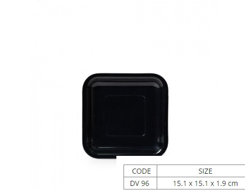 [HCM]Dĩa Nhựa Vuông Cạn Đen Bóng DV96