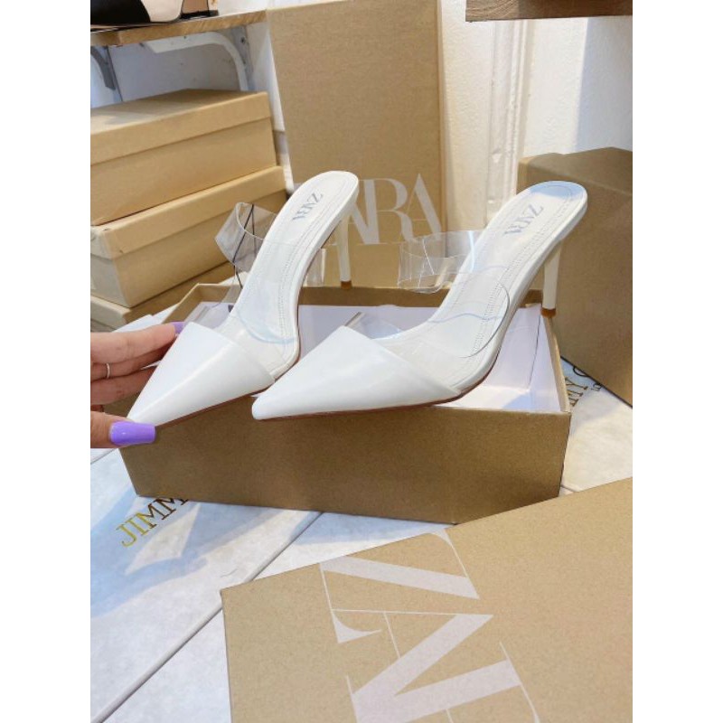 Guốc Trắng Mũi Nhọn 8Cm ( Ảnh Thật Cuối)