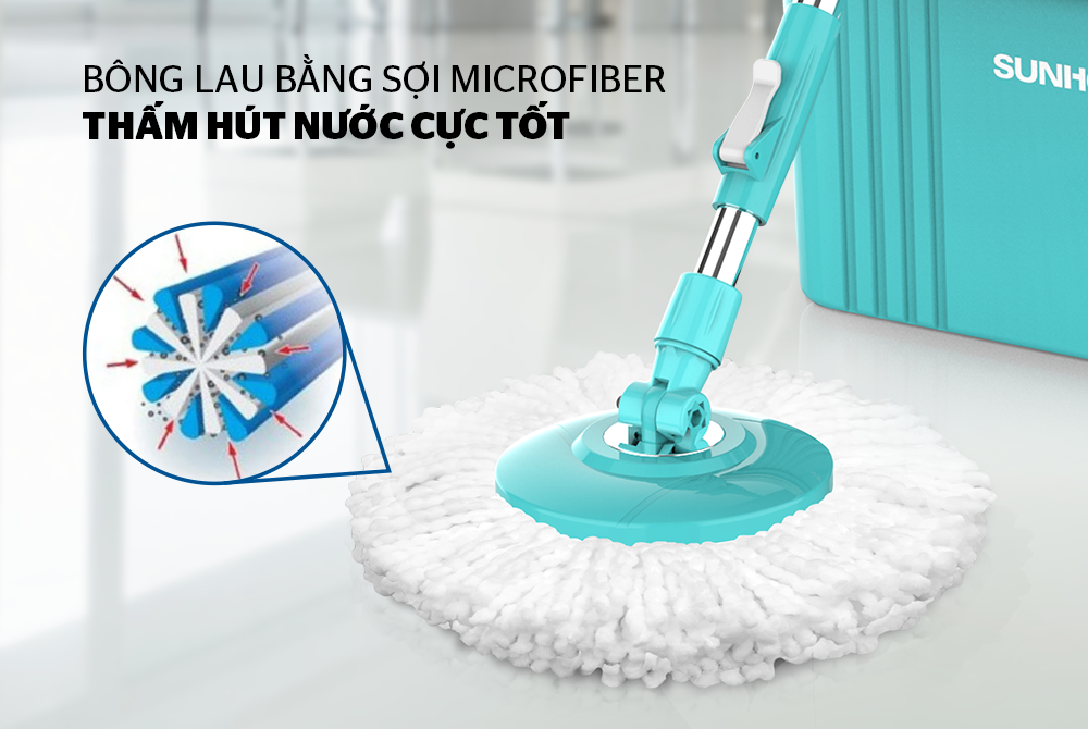 Bộ Lau Nhà Xoay 360 Độ Sunhouse KS-CL350PB, KS-CL350PO