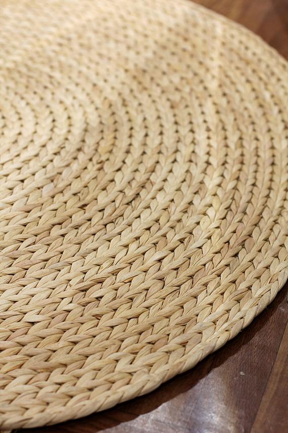 Round Handmade Water Hyacinth Carpet - D 60cm