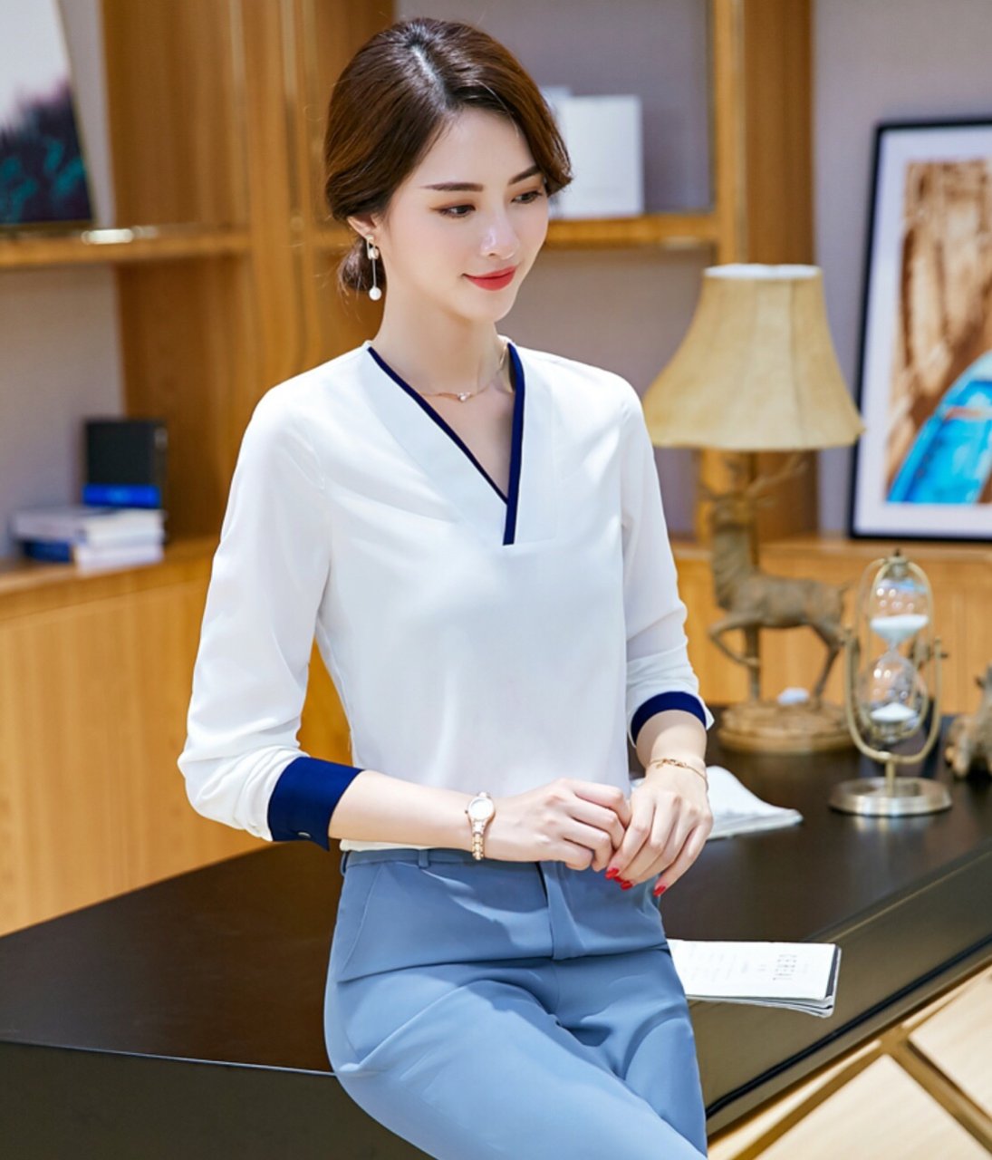 ÁO SƠ MI CỔ NHÚN ĐÍNH HẠT Beyeu1688 BY3300
