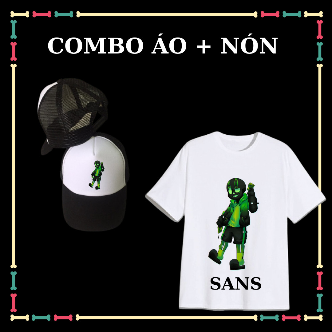 COMBO ÁO + MŨ/NÓN IN HÌNH UNDERTALE SANS CHO BÉ TRAI BÉ GÁI